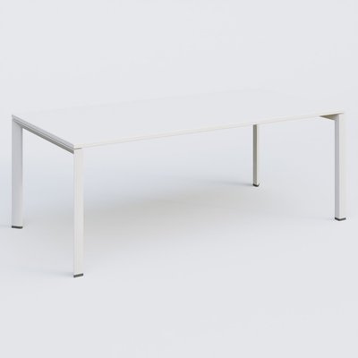 Gamme K7 - Plans droits - K7 plan droit 200*100 sur pieds fixe. Plateau Blanc et pietement Blanc