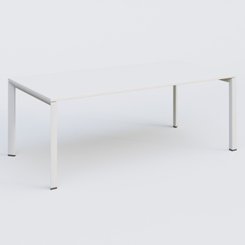 Gamme K7 - Plans droits - K7 plan droit 200*100 sur pieds fixe. Plateau Blanc et pietement Blanc