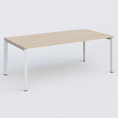 Gamme K7 - Plans droits - K7 plan droit 200*100 sur pieds fixe. Plateau Hêtre et pietement Blanc