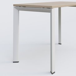 Gamme K7 - Plans droits - K7 plan droit 120*60 sur pieds fixe. Plateau Acacia et pietement Blanc