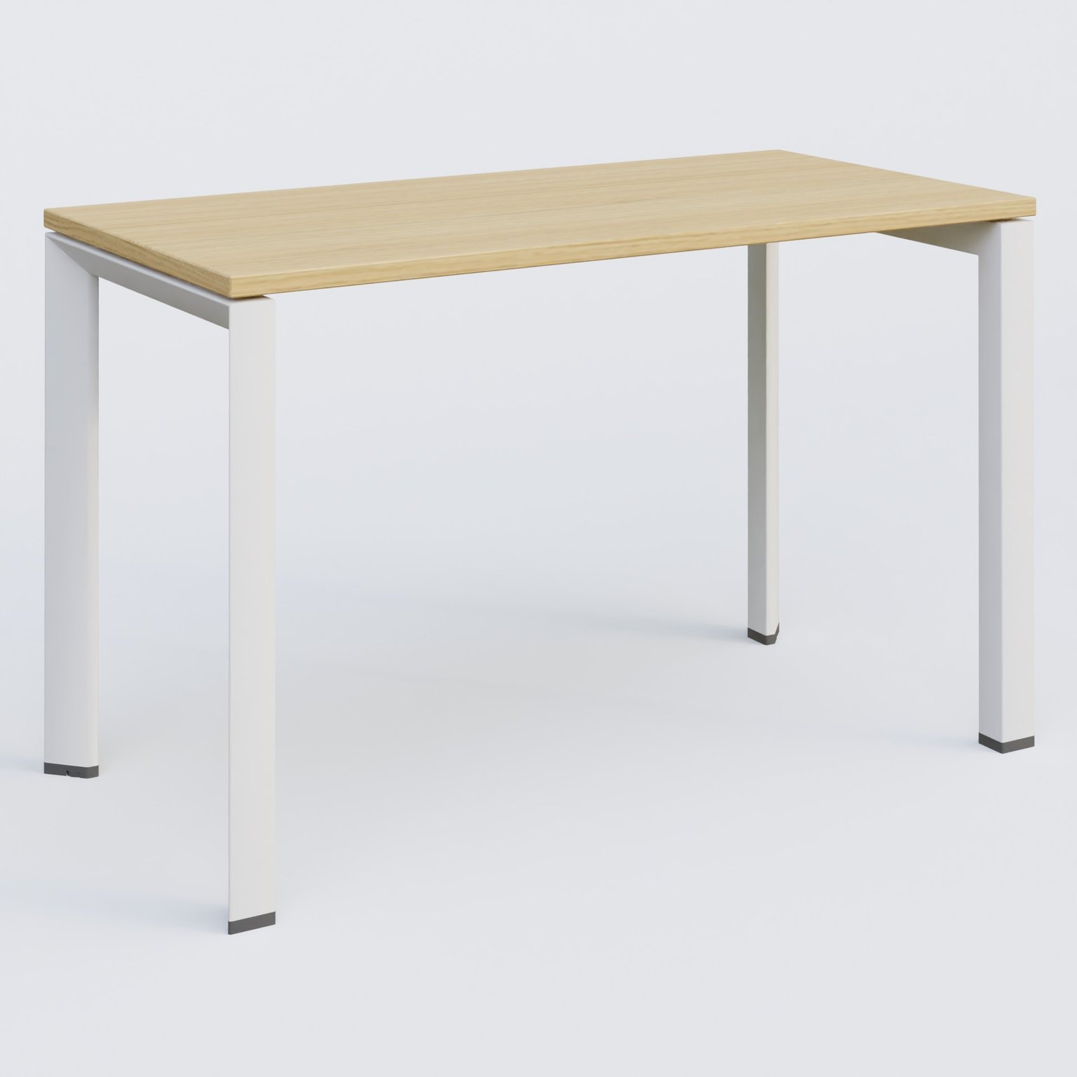 K7 plan droit 120*60 sur pieds fixe. Plateau Chêne clair et pietement Blanc