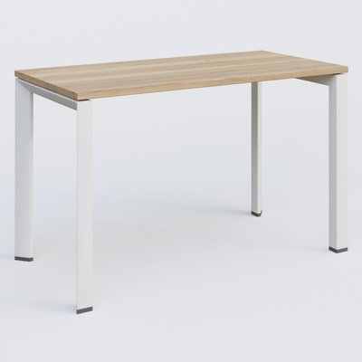 [Pas de famille] - [Pas de sous famille] - K7 plan droit 120*60 sur pieds fixe. Plateau Chêne naturel et pietement Blanc