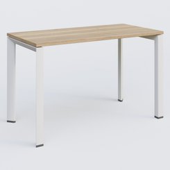[Pas de famille] - [Pas de sous famille] - K7 plan droit 120*60 sur pieds fixe. Plateau Chêne naturel et pietement Blanc