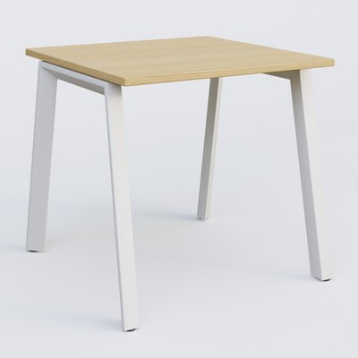 Gamme K8 - Plans droits - K8 plan droit 80*80 sur pieds fixe. Plateau Chêne clair et pietement Blanc