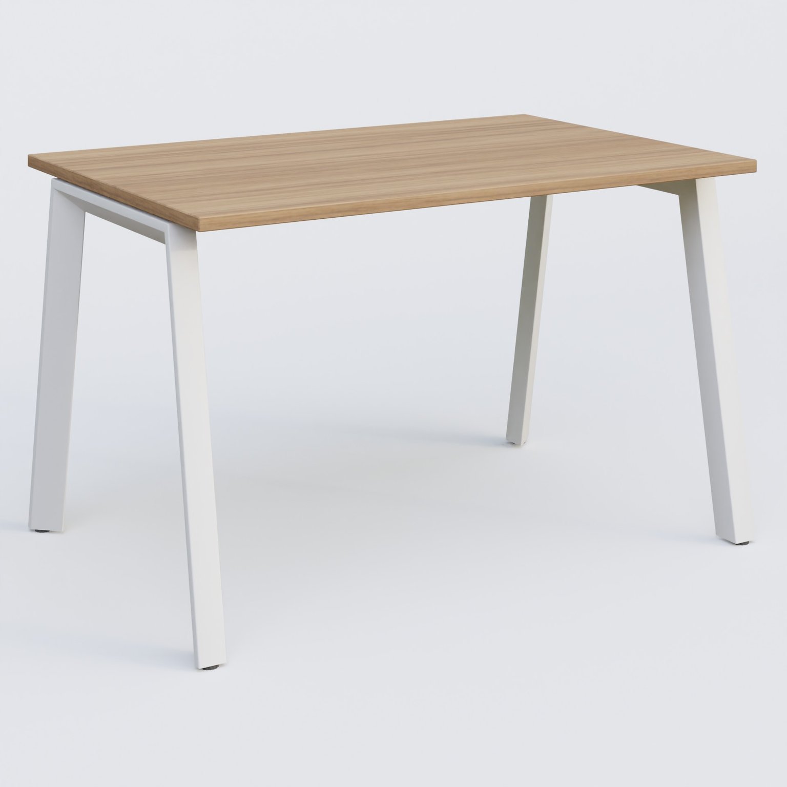 K8 plan droit 120*80 sur pieds fixe. Plateau Noyer et pietement Blanc