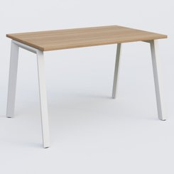 [Pas de famille] - [Pas de sous famille] - K8 plan droit 120*80 sur pieds fixe. Plateau Noyer et pietement Blanc