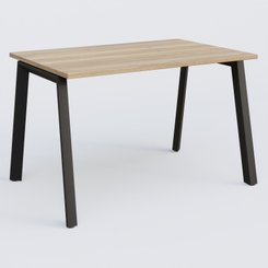 [Pas de famille] - [Pas de sous famille] - K8 plan droit 120*80 sur pieds fixe. Plateau Chêne naturel et pietement Noir Grainé