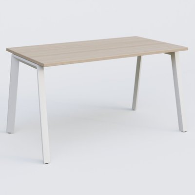 Gamme K8 - Plans droits - K8 plan droit 140*70 sur pieds fixe. Plateau Acacia et pietement Blanc