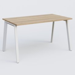 [Pas de famille] - [Pas de sous famille] - K8 plan droit 140*80 sur pieds fixe. Plateau Chêne naturel et pietement Blanc