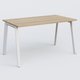 K8 plan droit 140*70 sur pieds fixe. Plateau Chêne naturel et pietement Blanc