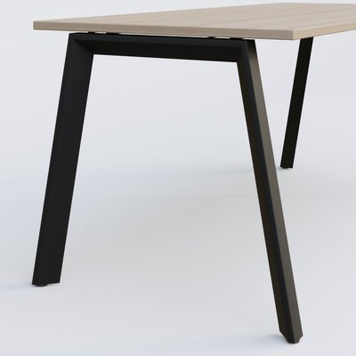 [Pas de famille] - [Pas de sous famille] - K8 plan droit 140*80 sur pieds fixe. Plateau Acacia et pietement Noir Grainé