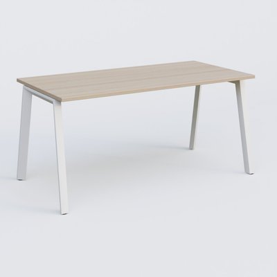 Gamme K8 - Plans droits - K8 plan droit 160*80 sur pieds fixe. Plateau Acacia et pietement Blanc