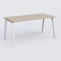 Gamme K8 - Plans droits - K8 plan droit 160*80 sur pieds fixe. Plateau Acacia et pietement Blanc