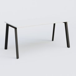 [Pas de famille] - [Pas de sous famille] - K8 plan droit 160*80 sur pieds fixe. Plateau Blanc et pietement Noir Grainé