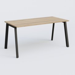[Pas de famille] - [Pas de sous famille] - K8 plan droit 160*80 sur pieds fixe. Plateau Chêne naturel et pietement Noir Grainé