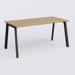 [Pas de famille] - [Pas de sous famille] - K8 plan droit 160*80 sur pieds fixe. Plateau Noyer et pietement Noir Grainé