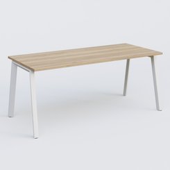 [Pas de famille] - [Pas de sous famille] - K8 plan droit 180*80 sur pieds fixe. Plateau Chêne naturel et pietement Blanc