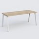 K8 plan droit 180*80 sur pieds fixe. Plateau Chêne naturel et pietement Blanc