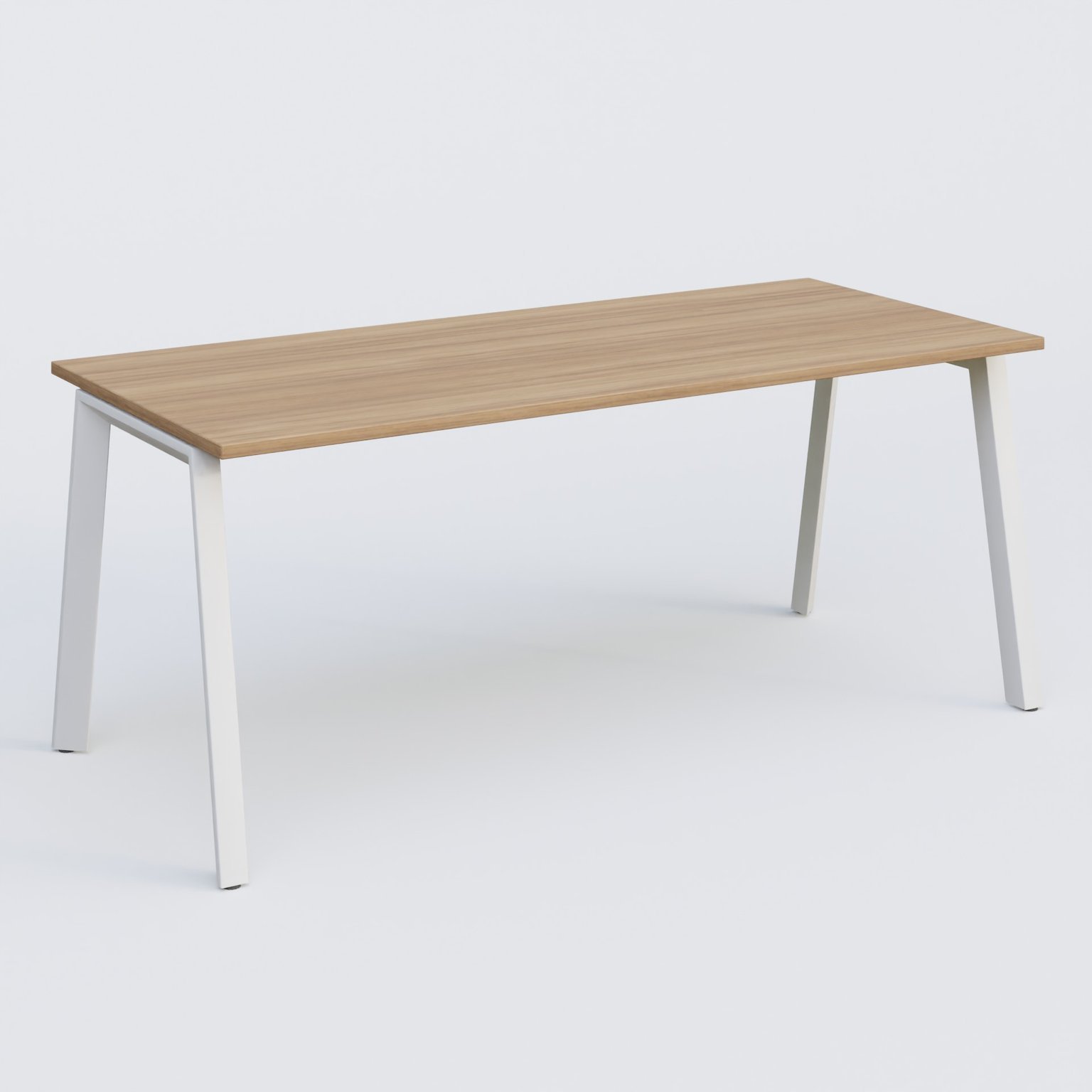 K8 plan droit 180*80 sur pieds fixe. Plateau Noyer et pietement Blanc