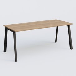 Gamme K8 - Plans droits - K8 plan droit 180*80 sur pieds fixe. Plateau Noyer et pietement Noir Grainé