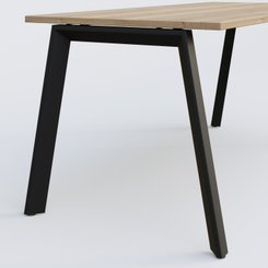 [Pas de famille] - [Pas de sous famille] - K8 plan droit 180*80 sur pieds fixe. Plateau Chêne naturel et pietement Noir Grainé