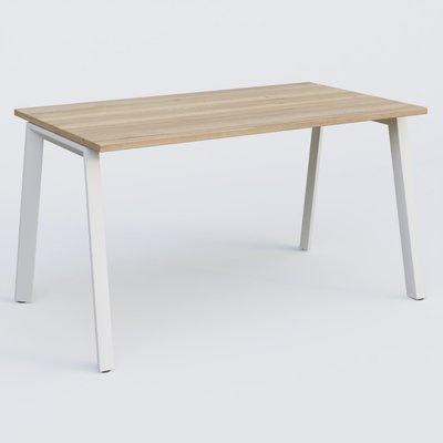 [Pas de famille] - [Pas de sous famille] - K8 plan droit 140*70 sur pieds fixe. Plateau Chêne naturel et pietement Blanc