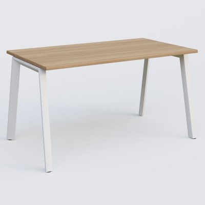 [Pas de famille] - [Pas de sous famille] - K8 plan droit 140*70 sur pieds fixe. Plateau Noyer et pietement Blanc