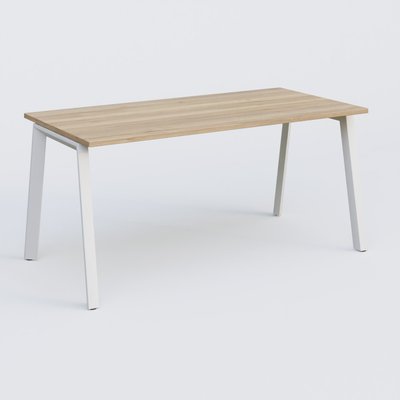 [Pas de famille] - [Pas de sous famille] - K8 plan droit 160*70 sur pieds fixe. Plateau Chêne naturel et pietement Blanc