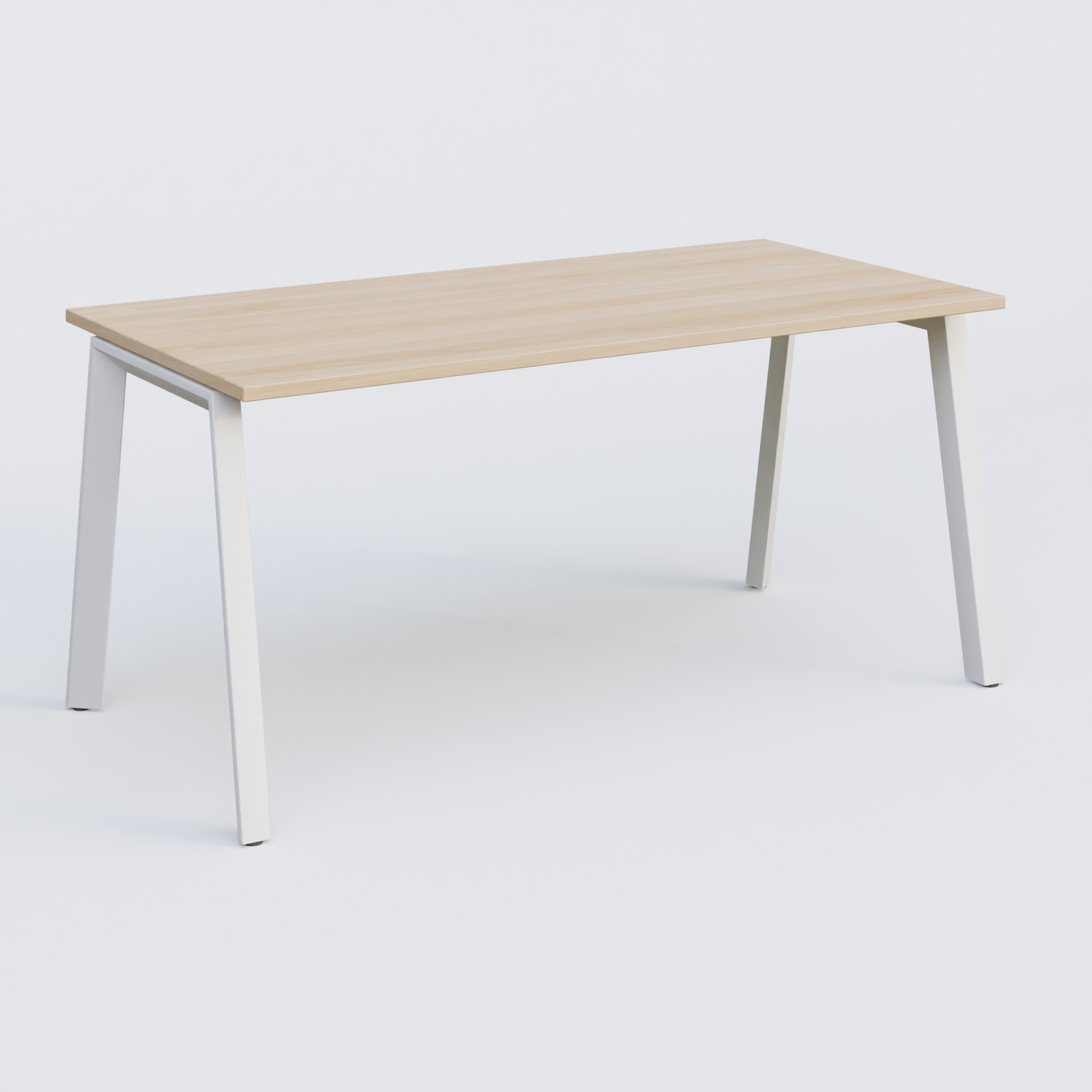 K8 plan droit 160*70 sur pieds fixe. Plateau Hêtre et pietement Blanc