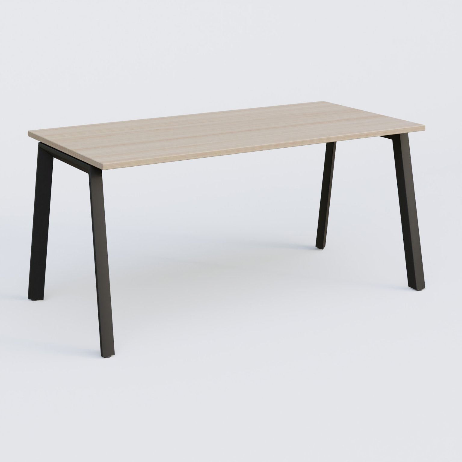 K8 plan droit 160*70 sur pieds fixe. Plateau Acacia et pietement Noir Grainé