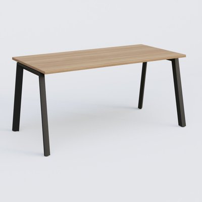 [Pas de famille] - [Pas de sous famille] - K8 plan droit 160*70 sur pieds fixe. Plateau Noyer et pietement Noir Grainé