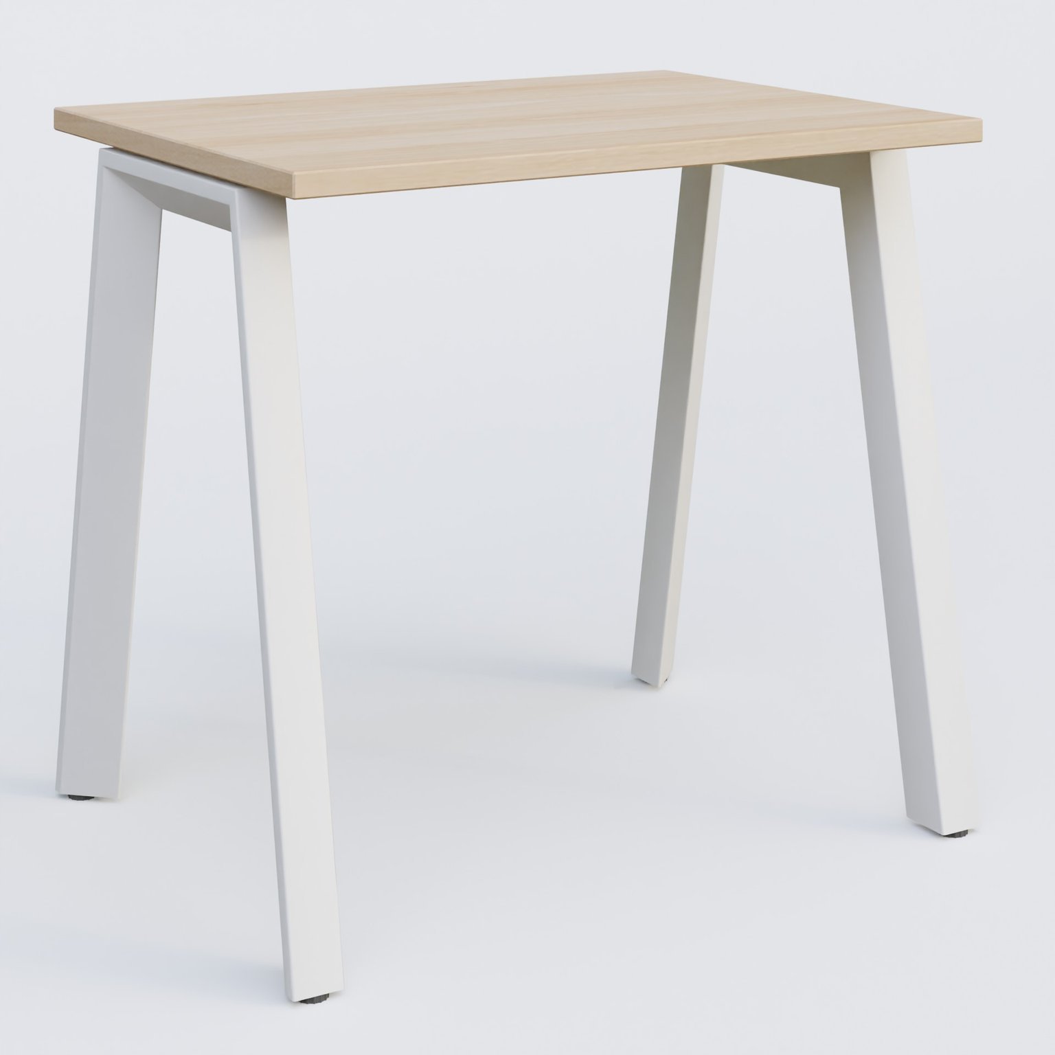 K8 plan droit 80*60 sur pieds fixe. Plateau Hêtre et pietement Blanc