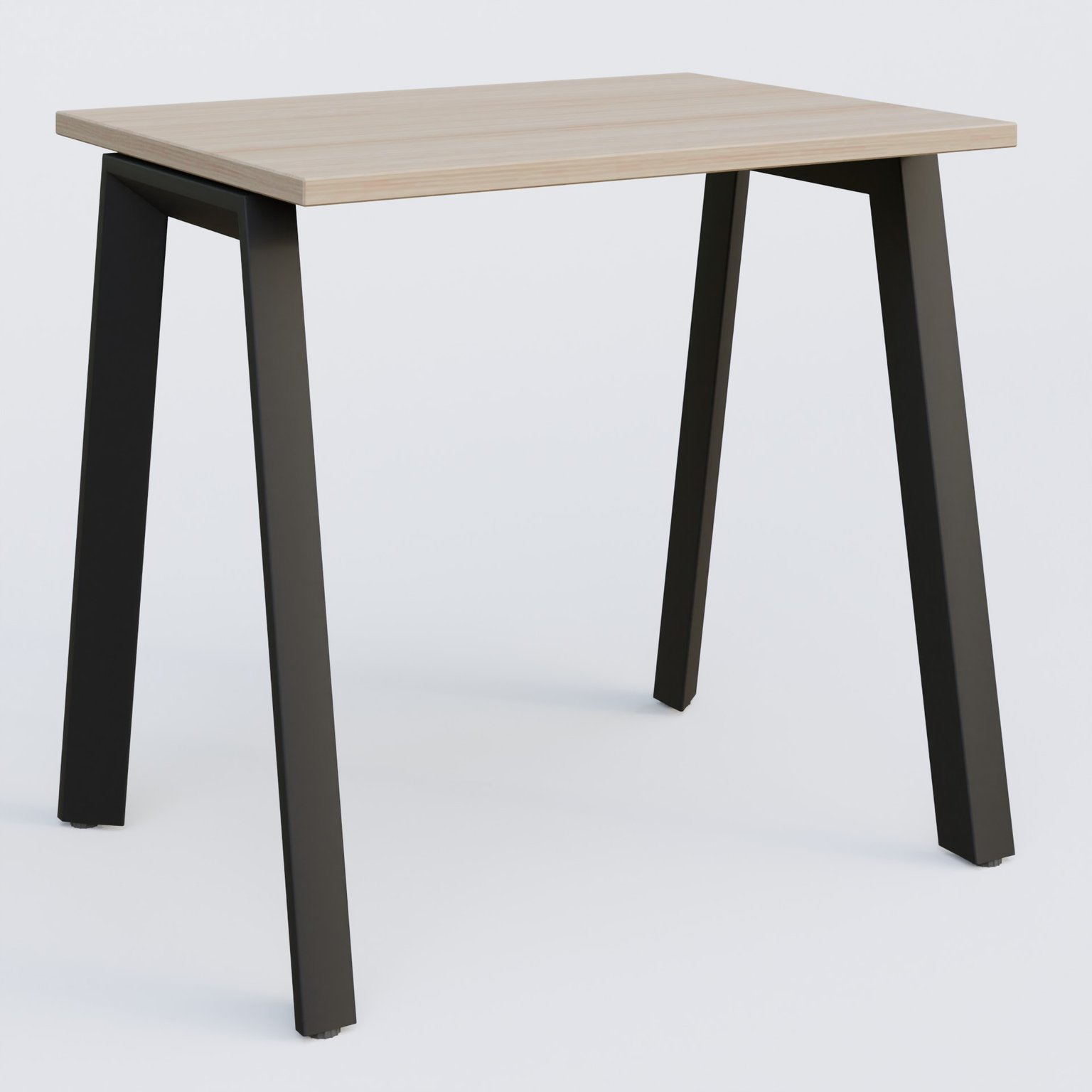 K8 plan droit 80*60 sur pieds fixe. Plateau Acacia et pietement Noir Grainé