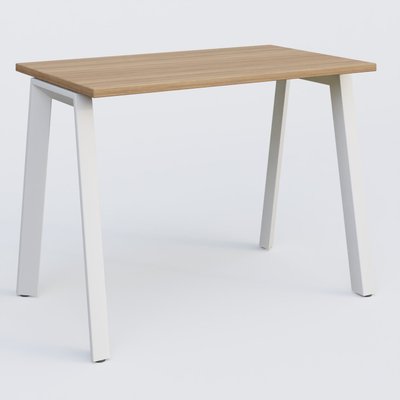 Gamme K8 - Plans droits - K8 plan droit 100*60 sur pieds fixe. Plateau Noyer et pietement Blanc