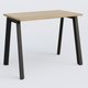 K8 plan droit 100*60 sur pieds fixe. Plateau Chêne naturel et pietement Noir Grainé
