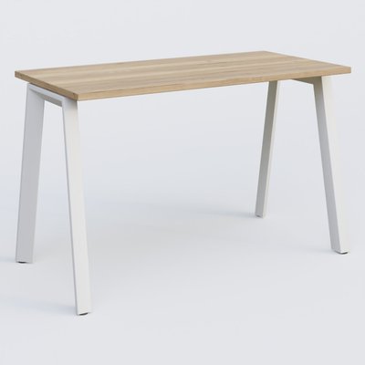 [Pas de famille] - [Pas de sous famille] - K8 plan droit 120*60 sur pieds fixe. Plateau Chêne naturel et pietement Blanc