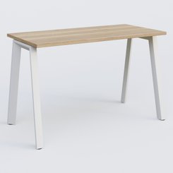 [Pas de famille] - [Pas de sous famille] - K8 plan droit 120*60 sur pieds fixe. Plateau Chêne naturel et pietement Blanc