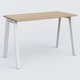 K8 plan droit 120*60 sur pieds fixe. Plateau Chêne naturel et pietement Blanc