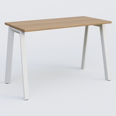 [Pas de famille] - [Pas de sous famille] - K8 plan droit 120*60 sur pieds fixe. Plateau Noyer et pietement Blanc