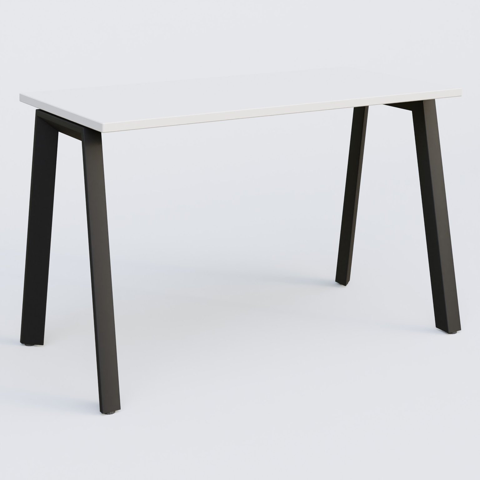 K8 plan droit 120*60 sur pieds fixe. Plateau Blanc et pietement Noir Grainé