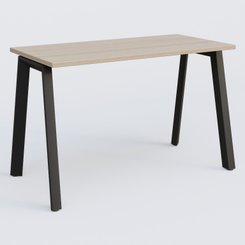 [Pas de famille] - [Pas de sous famille] - K8 plan droit 120*60 sur pieds fixe. Plateau Acacia et pietement Noir Grainé