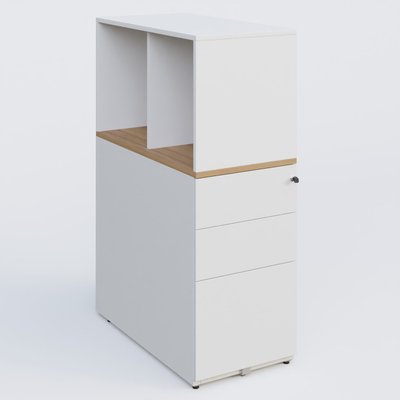 [Pas de famille] - [Pas de sous famille] - Caisson HB 3 tiroirs avec niche. Caisson Blanc top de finition Noyer et niche blanche.
