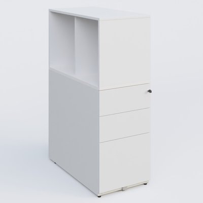 [Pas de famille] - [Pas de sous famille] - Caisson HB 3 tiroirs avec niche. Caisson Blanc top de finition Blanc et niche blanche.