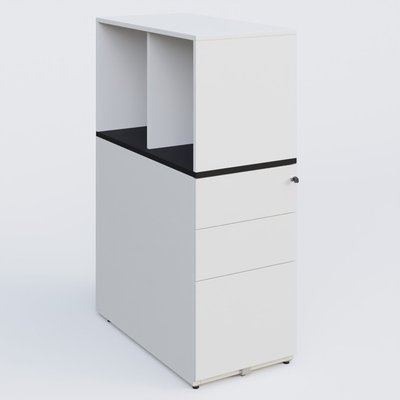 [Pas de famille] - [Pas de sous famille] - Caisson HB 3 tiroirs avec niche. Caisson Blanc top de finition Noir Mat et niche blanche.