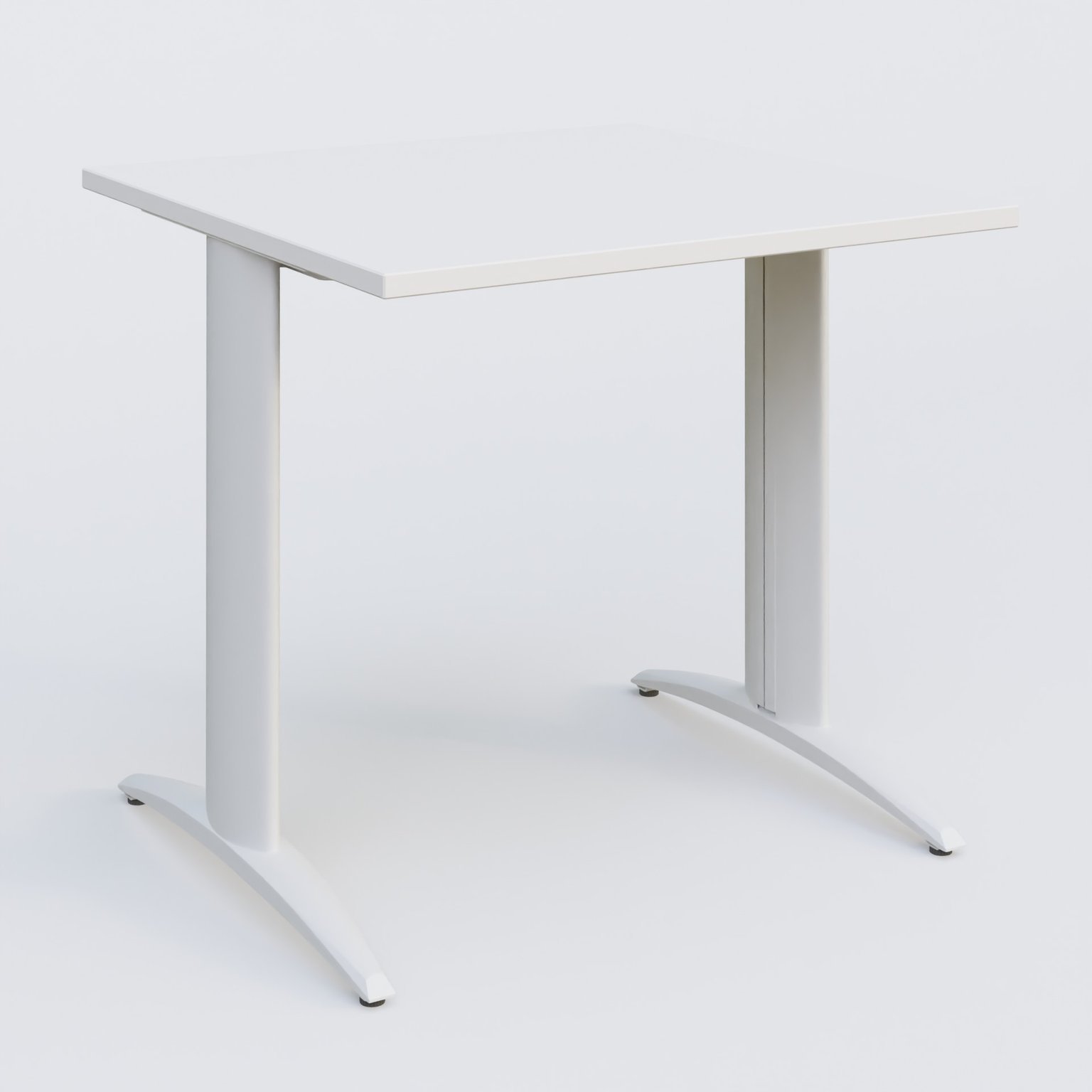K2 Plateau droit 80x80 pieds fixe. Plateau Blanc et pietement Blanc.