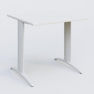 Gamme K2 - Plans droits - K2 Plateau droit 80x80 pieds fixe. Plateau Blanc et pietement Blanc.