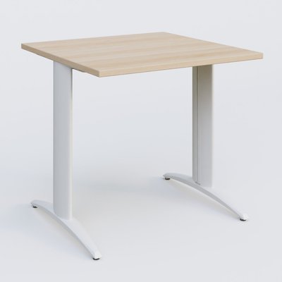 Gamme K2 - Plans droits - K2 Plateau droit 80x80 pieds fixe. Plateau Hêtre et pietement Blanc.