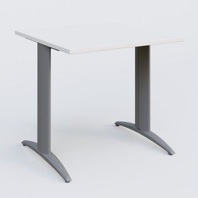 Gamme K2 - Plans droits - K2 Plateau droit 80x80 pieds fixe. Plateau Blanc et pietement Aluminium.