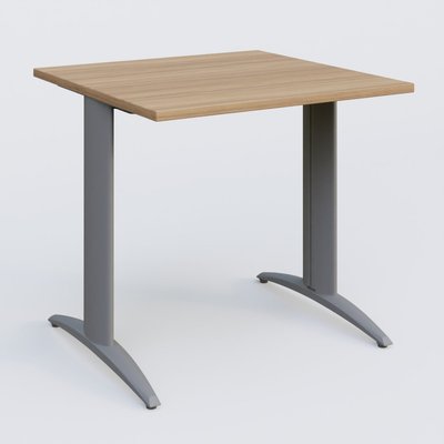 [Pas de famille] - [Pas de sous famille] - K2 Plateau droit 80x80 pieds fixe. Plateau Noyer et pietement Aluminium.