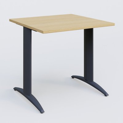 Gamme K2 - Plans droits - K2 Plateau droit 80x80 pieds fixe. Plateau Chêne clair et pietement Anthracite.